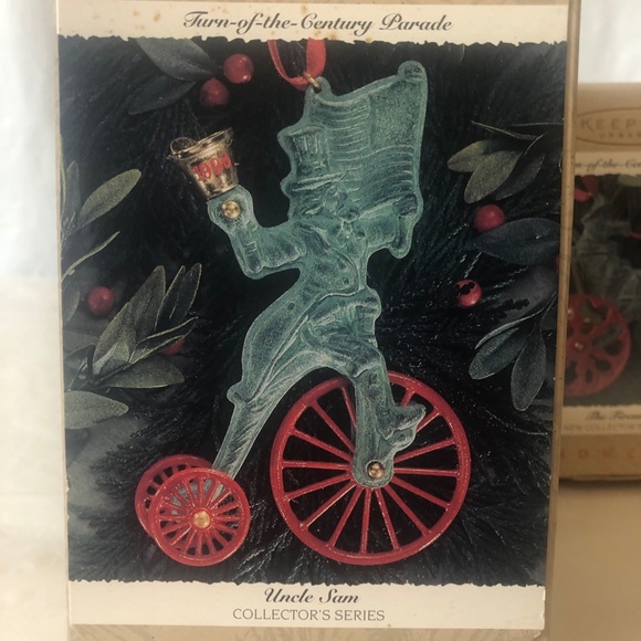 Hallmark Turn of Century die cast toy brass bell ornaments Uncle Sam and Fireman - Picture 4 of 10